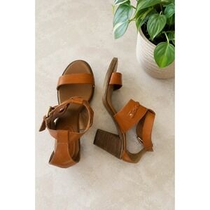 Barbara Barbiere Italy Tan Leather Block Heel Sandals Braided Slingback Size 10
